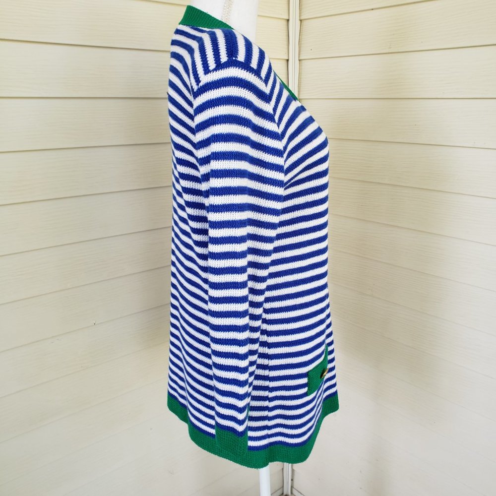 Vintage 80s Ami Knits Neiman Marcus Long Knit Button up Striped Cardigan Sweater - Picture 3 of 10